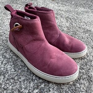 LL Bean Mountainside Toggle Boots‎ Women's 7 M Red Suede Pull On Booties